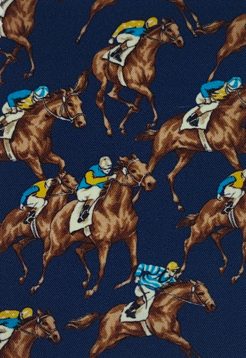 Shirt Fabric Raymond Regio Italia 100% Silk Digital Derby Print Colour Navy Blue
